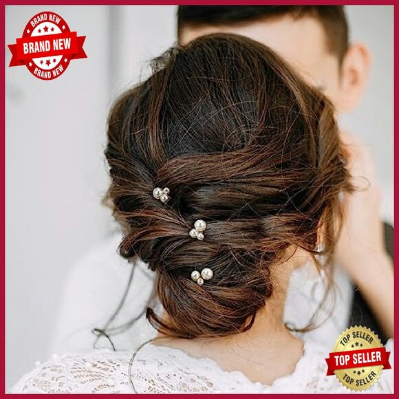 Wedding Pearl Hair Pins & Bridal Hair Clip Set - 4 Piece - Picture 4 of 8